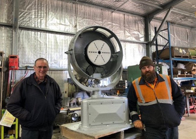 Managing Director Ken Ainsworth, and Workshop Foreman Matt Picker with beacon
