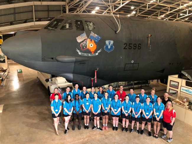 2022 scholars and teachers at the Darwin Aviation Museum.