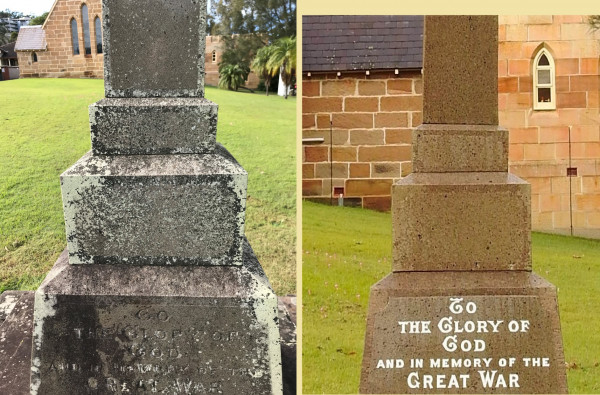 Before and after shots showing results of conservation work.